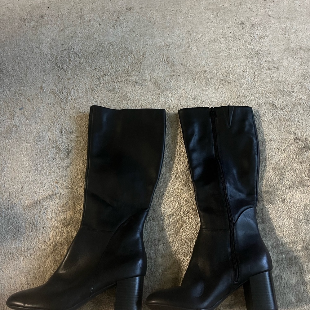 INC Black Leather Knee-High Boots